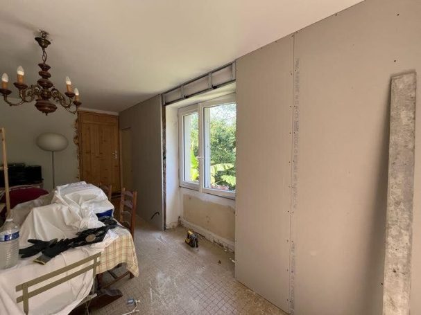 Plaquage partiel du mur est du salon 1